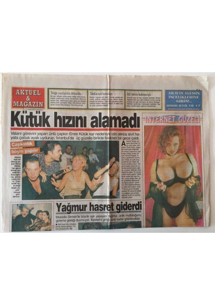 Bulvar Gazetesi Aktüel - Magazin Eki 12 Ocak 2002 - Türkan Şorayın Kızı Yağmur Sevgilisi Mustafa Sirmenle Hasret Giderdi GZ26564