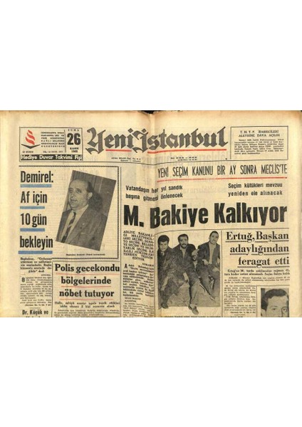 Yeni Istanbul Gazetesi 26 Kasım 1965 - Bir Ortaokul Müdürü Sahte Dilekçe Ile Istifa Ettirildi GZ102851