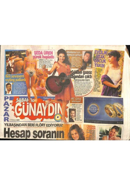 Sabah Gazetesi Pazar Günaydın Eki 12 Temmuz 2009 - Demet Akalın Şampiyonluğunu Ilan Etti GZ116328