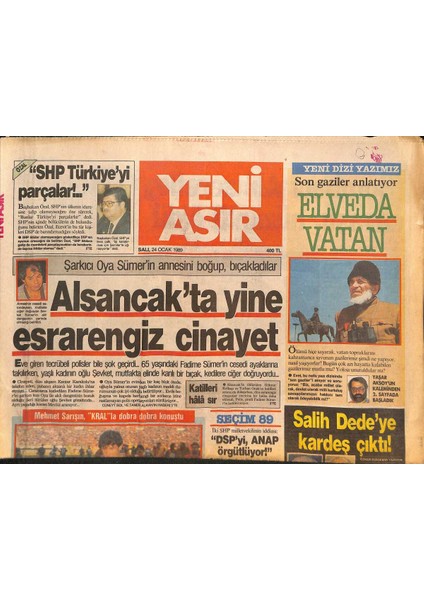Yeni Asır Gazetesi 24 Ocak 1989 - Alsancakta Yine Esrarengiz Cinayet - Galatasaray Nerede ? GZ132083