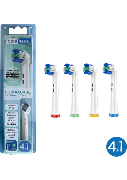 3D Maxcare - 3 Boyutlu Temiizlik Oral-B Uyumlu Diş Fırçası Başlığı - 4 Adet Yedek Başlık