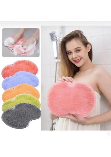 Newstore Home Vantuzlu Banyo Fırçası ve Ayak Sırt Masaj Pedi Silikon