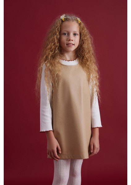 Kız Çocuk Deri Düğme Detaylı Elbise modelleri