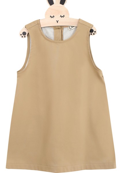 Kız Çocuk Deri Düğme Detaylı Elbise fırsatları