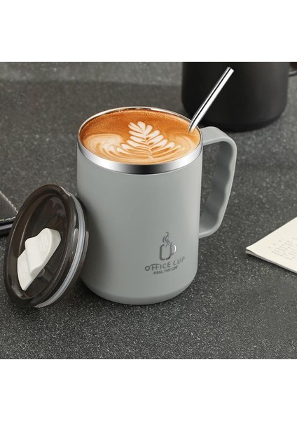 304 L Çelik Gri Sıcak Soğuk 500 ml Kahve El Termos Kupa Mug CIN557GR