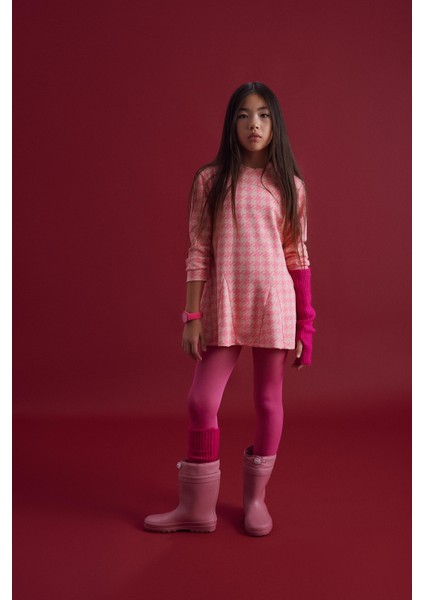 Kız Çocuk Pembe Jakarlı Yumuşak Dokulu Elbise fiyatları