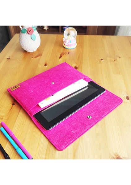 Keçe Tablet Kılıfı Fuşya Apple Samsung Asus Lenovo Casper Tüm Markalara Uyumlu