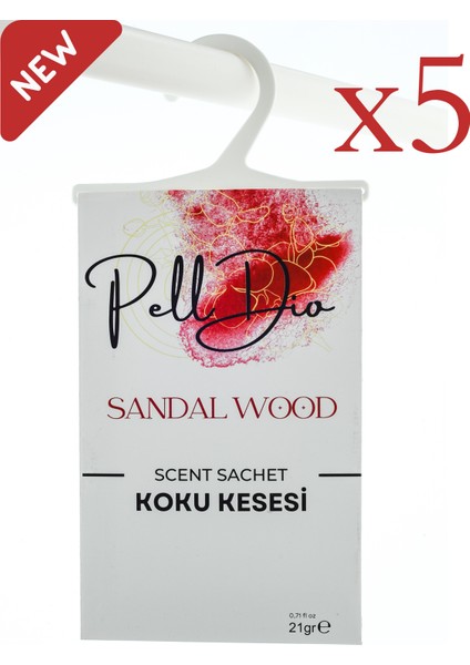 PellDio Home 5'li Sandalwood Dolap Kokusu Ayakkabılık ve Çekmece Kokusu Kesesi