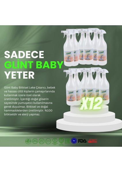 Baby 12 x 1 Lt. %100 Bitkisel Kokusuz Sertifikalı Leke Çıkarıcı Efsane Sprey