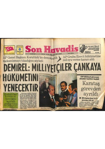 Son Havadis Gazetesi 23 Haziran 1977 - Kıdem Tazminatı Fonu Kimseyi Memnun Etmedi GZ74083