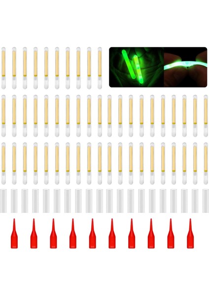 50 Adet Kutulu Extra Aparatlı Fosfor Fitili - 39X4,5MM Xxl Boy - Glow Sticks - Yem Içi, Olta Ucu, Şamanda