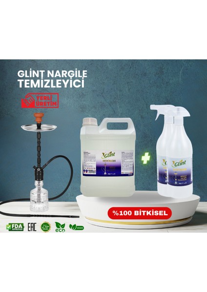 Hookah 5 Lt + 2 x 1 Lt %100 Bitkisel Full Nargile Temizleyici Çok Amaçlı Sprey