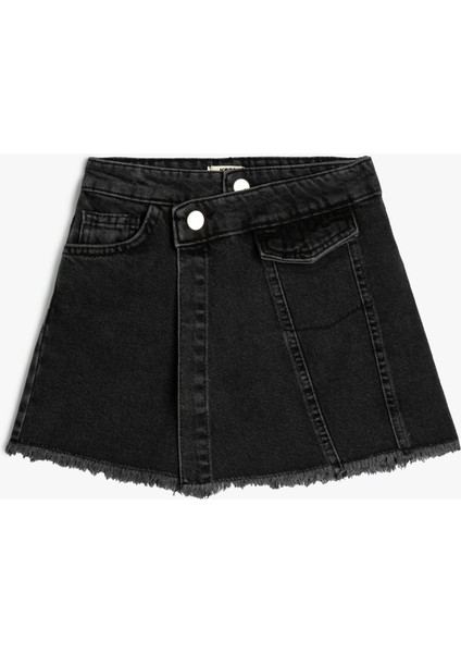 Jean Skort Pocket Detail Envelop Closure Cotton