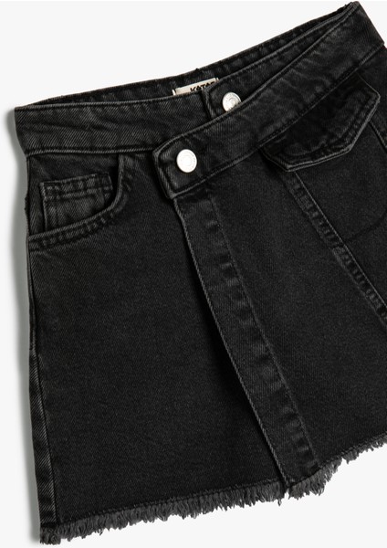 Jean Skort Pocket Detail Envelop Closure Cotton modelleri
