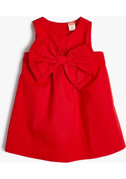 Dress With Bowtie Round Neck Sleeveless