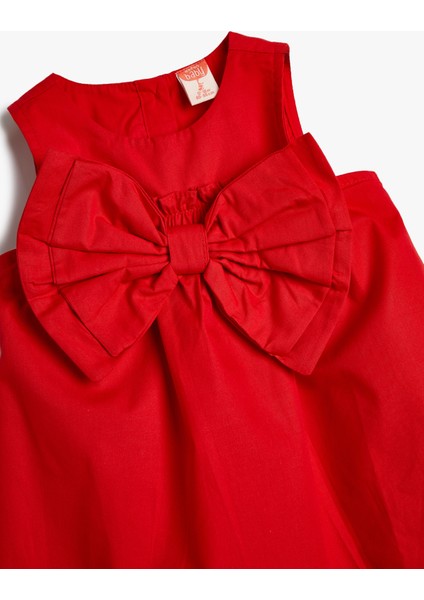 Dress With Bowtie Round Neck Sleeveless modelleri