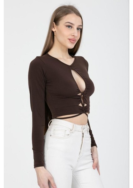 Sandy Cut Out Bağlama Detay Uzun Kollu Body modelleri