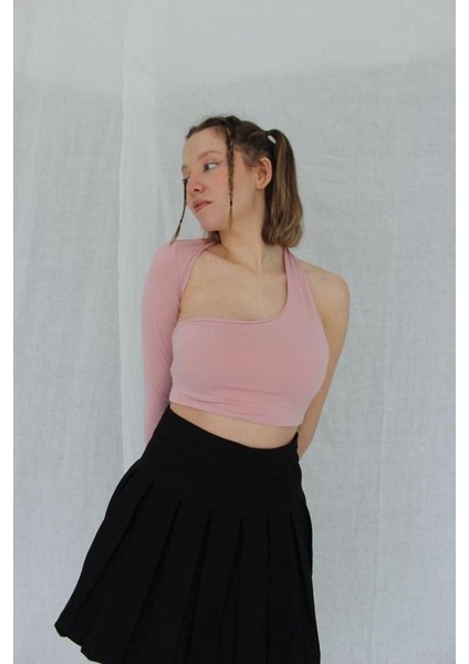 Kol Detaylı Pudra Rengi Body