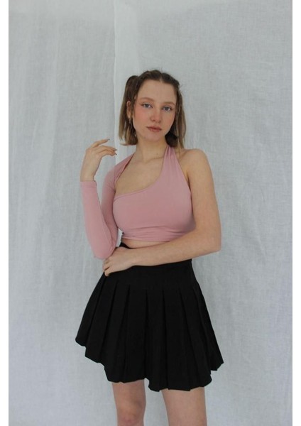 Kol Detaylı Pudra Rengi Body