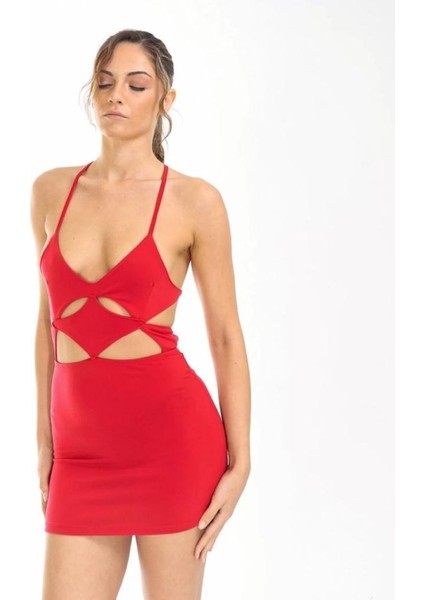 Sandy Cut Out Detay Askılı Mini Elbise