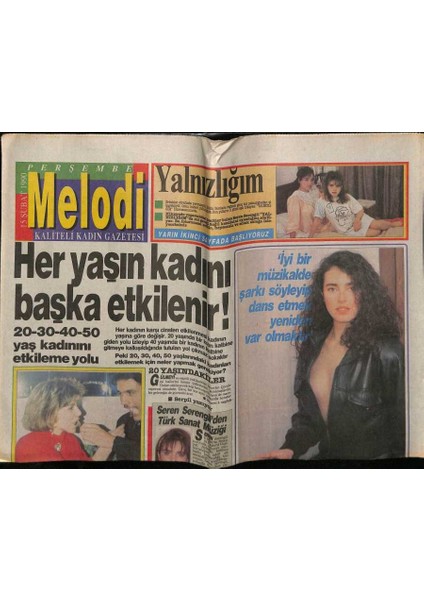 Sabah Gazetesi Melodi Eki 15 Şubat 1990 - Her Yaşın Kadını Başka Etkilenir GZ75393