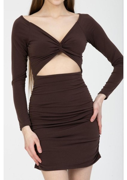 Sandy Cut Out Detay Uzun Kollu Mini Elbise fiyatları