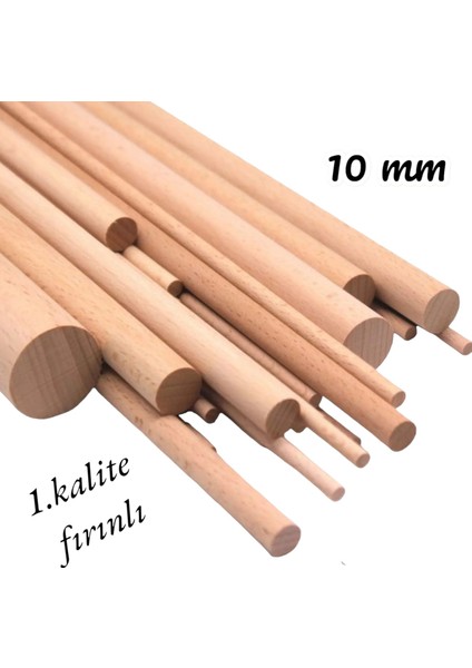 Ahşap Balsa Çubuk Çıta Kavela Yivsiz Kayın 40 cm 10 mm 10 Adet