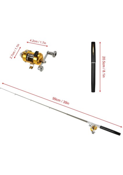 1 Metre Teleskopik Mini Cep Olta Seti Kalem Kamış Olta