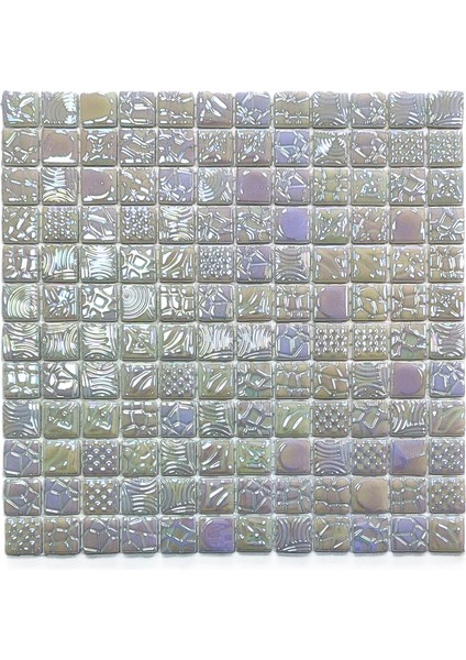 Mutfak Tezgah Arası, Banyo, Havuz, Sauna, Spa, Ev, Bahçe ve İşyeri, Yaşam Alanlarının Tüm Yüzeyleri İçin 25X25 mm Hologramlı ve Desenli Cam Mozaik. Satış Adedi: 1 M2.