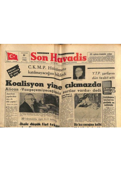 Son Havadis Gazetesi 21 Aralık 1963 - Başkan Johnsonda Öldürülecekmiş GZ81061