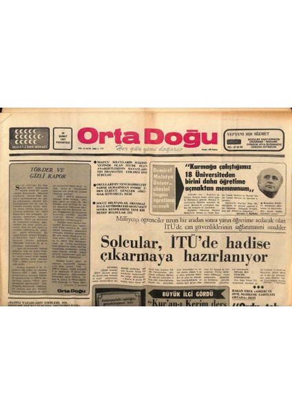 Ortadoğu Gazetesi 28 Şubat 1977 - Solcular , Itüde Hadise Çıkarmaya Hazırlanıyor GZ81509