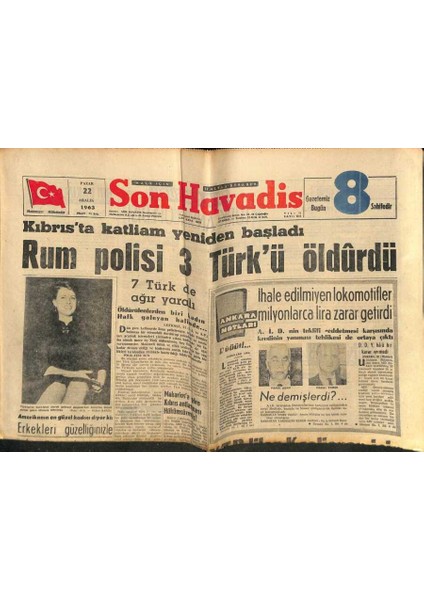 Son Havadis Gazetesi 22 Aralık 1963 - Ataş Rafinerisinde Grev Başlıyor GZ81062