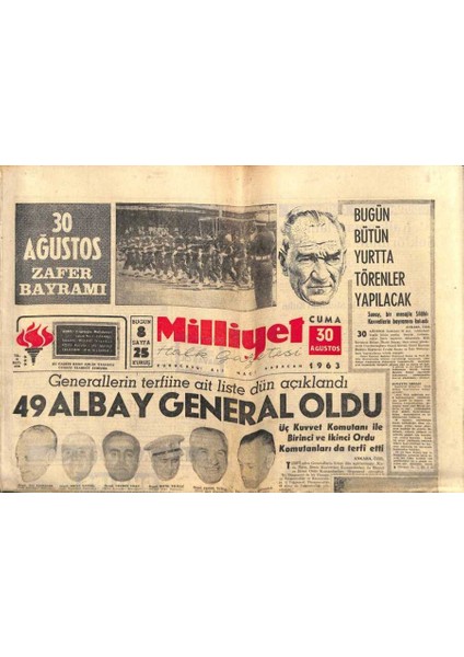 Milliyet Halk Gazetesi 30 Ağustos 1963 - Mülteci Kürtlerin Sayısı 1000I Buldu GZ81990