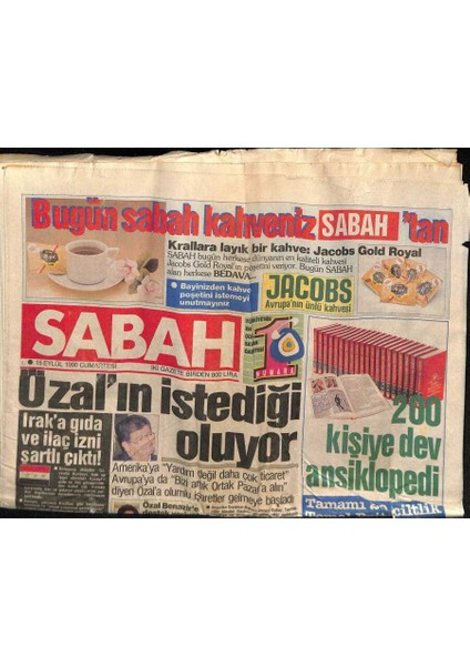 Sabah Gazetesi 15 Eylül 1990 - Türkler Körfez Krizinin Bedelini Ağır Ödüyor GZ81439