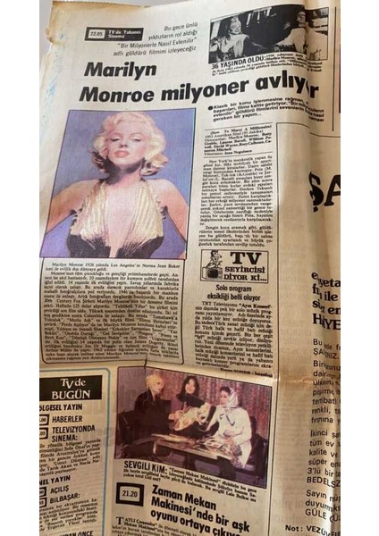 Hürriyet Gazetesi 7 Ocak 1981 - Marilyn Monroe Milyoner Avlıyor GZ82153