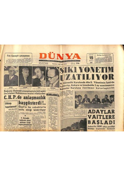 Dünya Gazetesi 15 Ekim 1963 - Seçime Kadar Izmirde 3000 Gecekonduya Tapu Veriliyor GZ83027