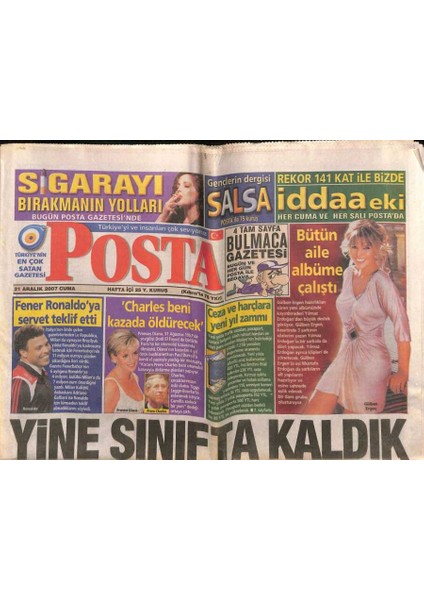 Posta Gazetesi 21 Aralık 2007 - Fenerbahçe Ronaldoya Servet Teklif Etti GZ82673