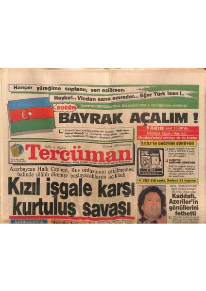 Tercüman Gazetesi 27 Ocak 1990 - Kızıl Işgale Karşı Kurtuluş Savaşı GZ83193
