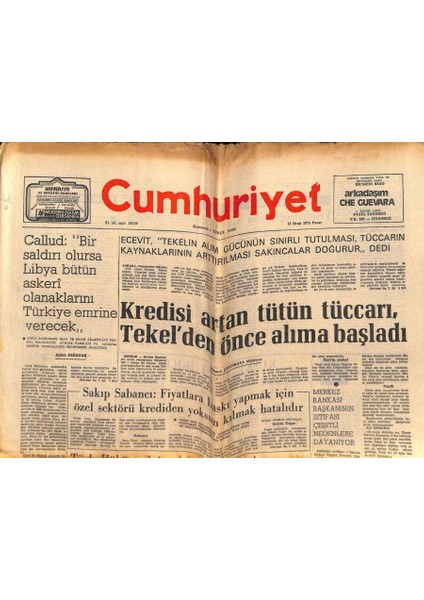 Cumhuriyet Gazetesi 12 Ocak 1975 - Kredisi Artan Tütün Tüccarı , Tekelden Önce Alıma Başladı GZ82539