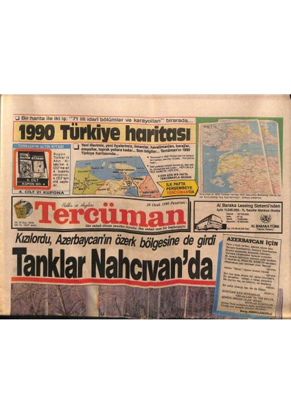 Tercüman Gazetesi 29 Ocak 1990 - Kızılordu , Azerbaycanın Özerk Bölgesine De Girdi GZ83196
