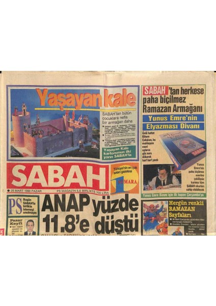 Sabah Gazetesi 25 Mart 1990 - Devlet Bakanı , Mehmet Yazarın Küçük Kızı Sema Trafik Kazasında Hayatını Kaybetti GZ83517