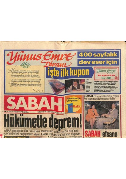 Sabah Gazetesi 28 Mart 1990 - Yüksel Uzel Evleniyor GZ83556