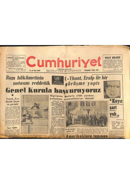 Cumhuriyet Gazetesi 1 Ekim 1964 - Güney Vietnamda Yeni Bir Darbe Bekleniyor GZ85278