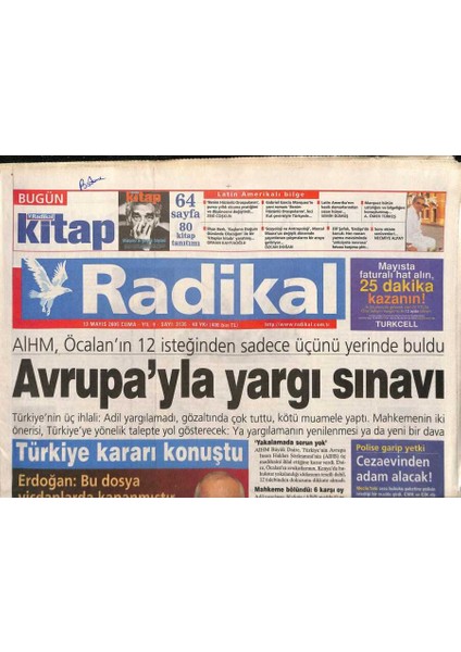 Radikal Gazetesi 13 Mayıs 2005 - Aihm , Öcalanın 12 Isteğinden Sadece Üçüncü Yerinde Buldu GZ84577