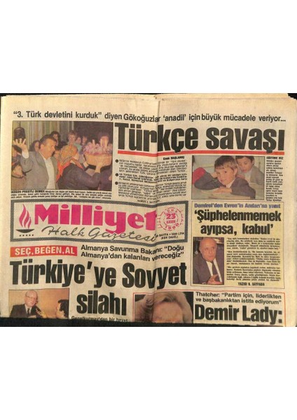 Milliyet Halk Gazetesi 23 Kasım 1990 - Margaret Thatcher Partim Için Liderlikten ve Başbakanlıktan Istifa Ediyorumbülent Ersoy Ekranda - GZ85167