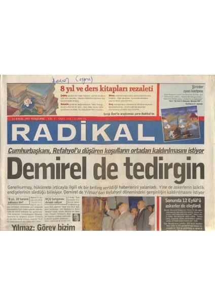 Radikal Gazetesi 11 Eylül 1997 - Seval Türkeş Eleştirilere Rağmen Pes Etmiyor GZ84823