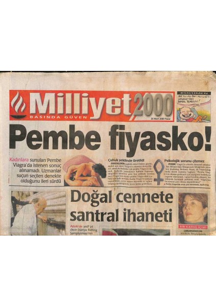 Milliyet 2000 Gazetesi 26 Mart 2000 - Sezen Aksu , Kartal Cezaevinde Alaattin Çakıcı ve Nuri Ergin Arasındaki Ciguli Polemiğini Şovuna Yansıttı GZ84848