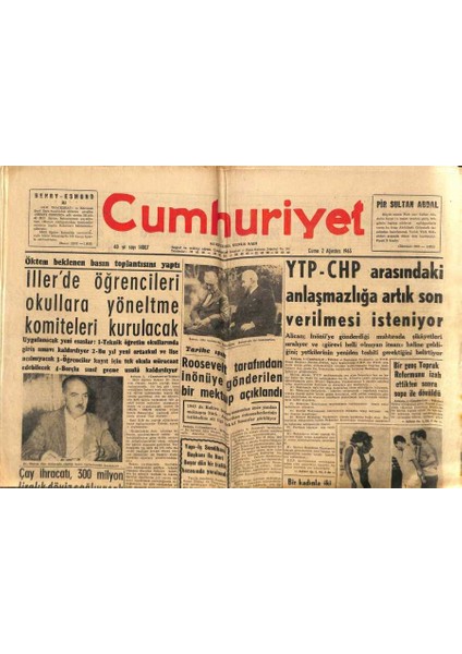 Cumhuriyet Gazetesi 2 Ağustos 1963 - Kızıl Çinin Nüfusu 2000 Yılında 1 Milyar Olacak GZ85488