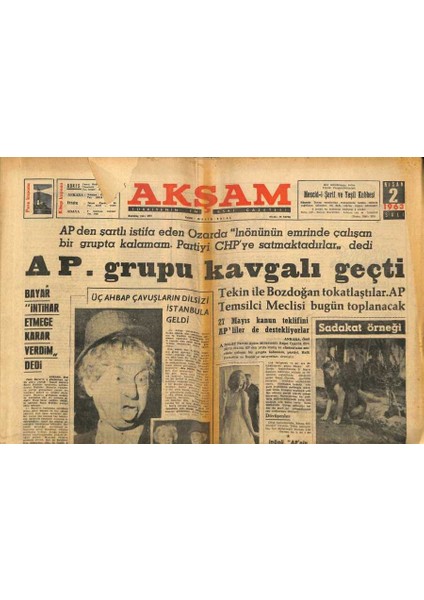 Akşam Gazetesi 2 Nisan 1963 - Kennedy Ailesi Plağı Satış Rekorları Kırdı GZ88346