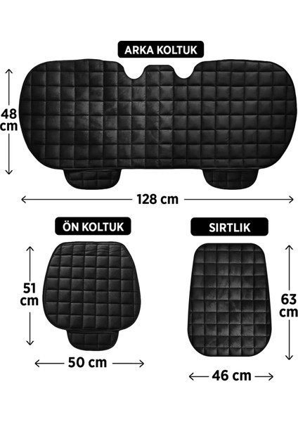 Premium Cepli Ortopedik Oto Koltuk Minder Seti - Koltuk Kılıfı - Ön & Arka Koltuk Tam Set - Antrasit